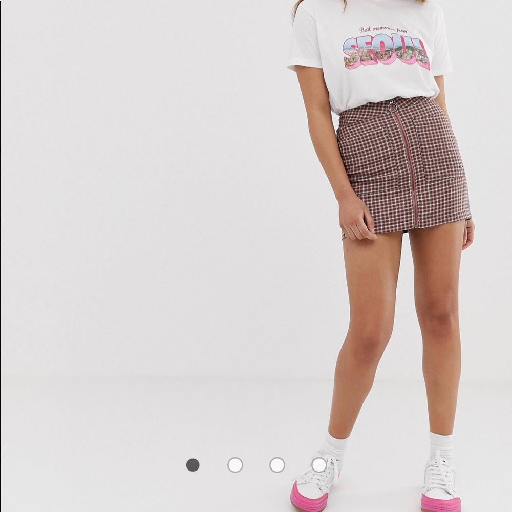 Pull & Bear ASOS pacific zip front high rise mini skirt